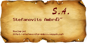 Stefanovits Ambró névjegykártya